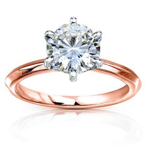 kobelli classic solitaire round brilliant moissanite engagement ring 2 carats 14k rose gold, 6.5