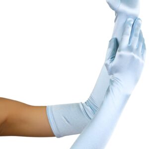 ToBeInStyle Women's Extra Long Opera Length Satin Gloves - Light Blue - One Size