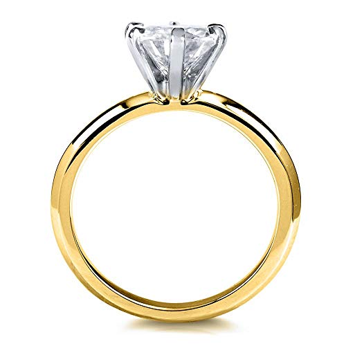 Kobelli Classic Solitaire Round Brilliant Moissanite Engagement Ring 1 Carat 14k Yellow Gold (DEF, VS), 7.5