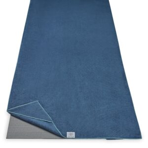 gaiam stay put yoga towel mat (fits over standard size - 68"l x 24"w), lake