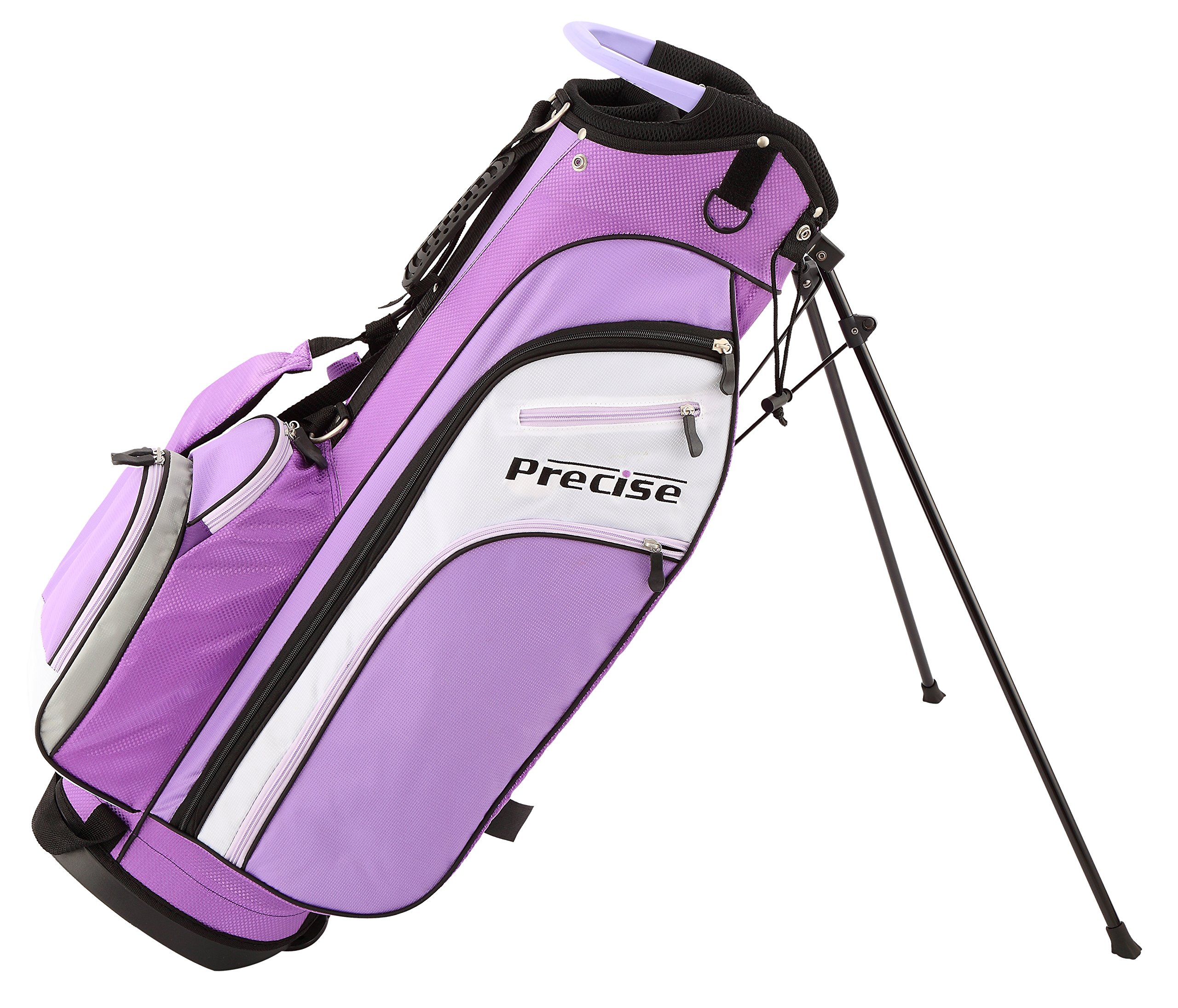 Precise M3 Ladies Womens Complete Golf Clubs Set Includes Driver, Fairway, Hybrid, 7-PW Irons, Putter, Stand Bag, 3 H/C's Purple - Regular, Petite or Tall Size! (Petite Size -1", Right Handed)