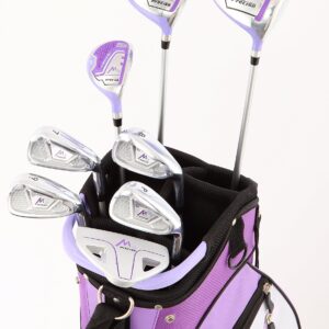 Precise M3 Ladies Womens Complete Golf Clubs Set Includes Driver, Fairway, Hybrid, 7-PW Irons, Putter, Stand Bag, 3 H/C's Purple - Regular, Petite or Tall Size! (Petite Size -1", Right Handed)