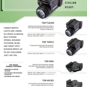 Steiner eOptics TOR Mini Pistol Device Weapon Light Aiming Laser, Green Laser