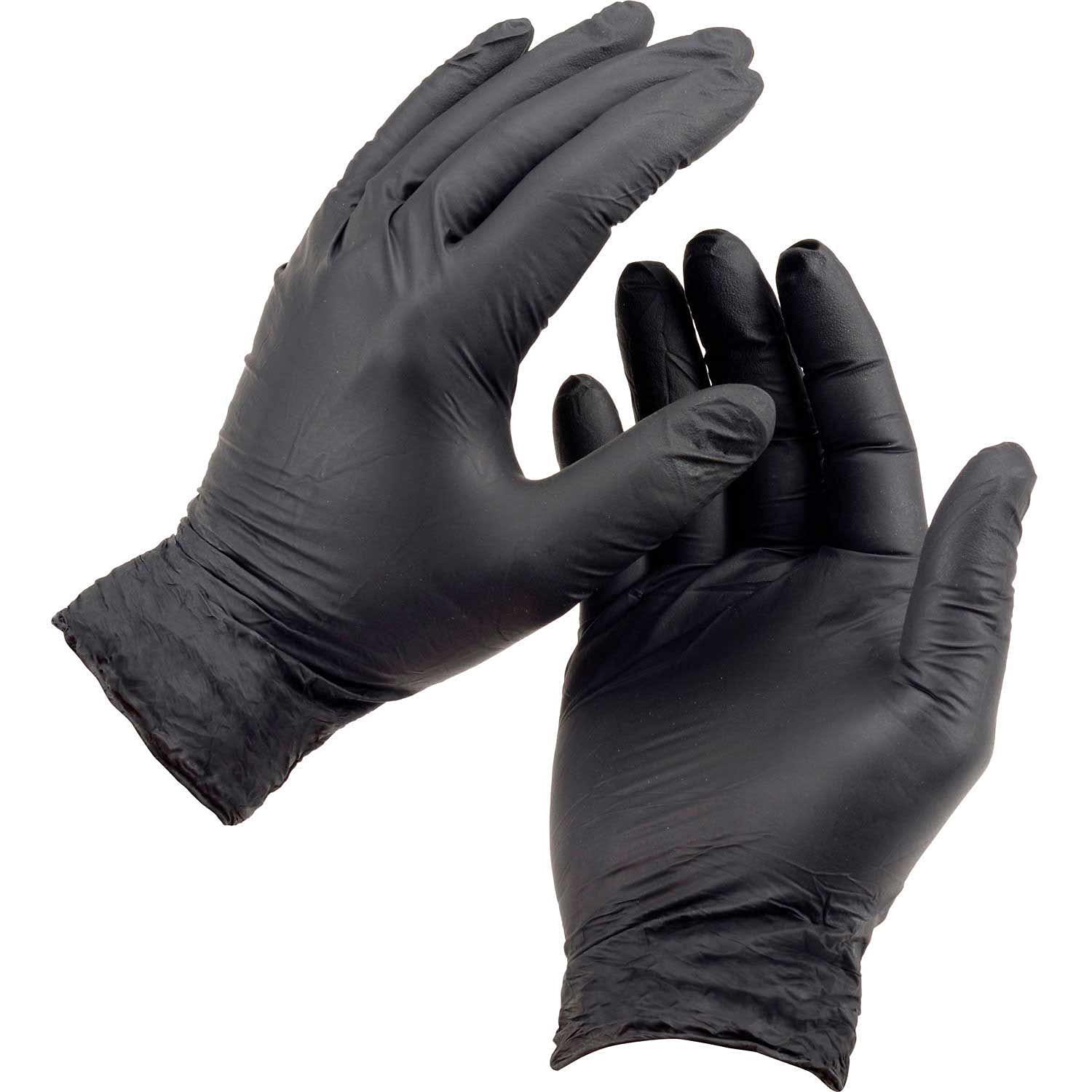 Ammex Large Pack of 100 Black Powder-Free Nitrile Exam Gloves