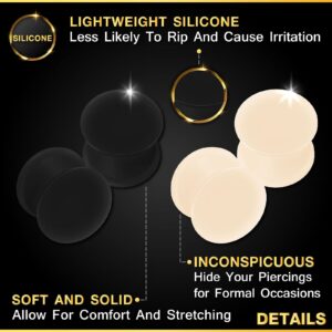 BanaVega 4PCS Silicone Skin 5/8 inch 16mm Double Flared Saddle Black Ear Stretcher Gauge Plugs Lobe Earring Piercing Jewelry 2823