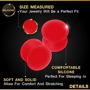 BanaVega 2PCS Silicone Red 11/16 inch 18mm Double Flared Saddle Unique Ear Ring Stretcher Lobe Gauge Plug Piercing Jewelry 2728