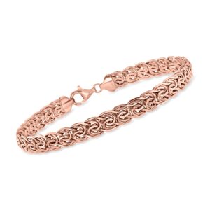 ross-simons 14kt rose gold flat byzantine bracelet. 7 inches