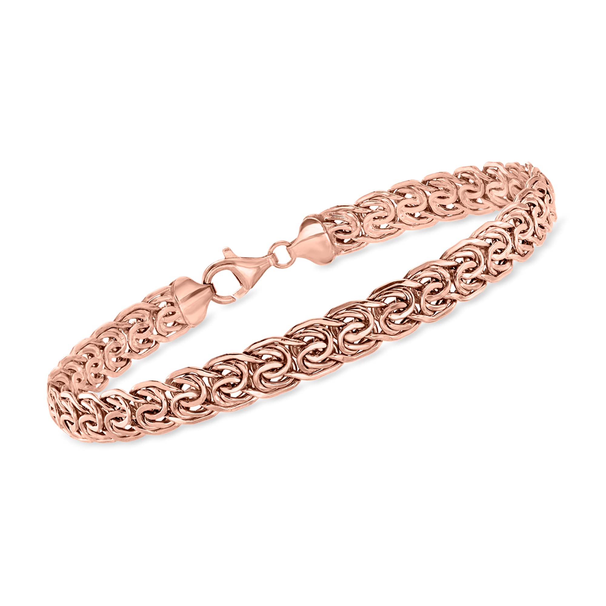 Ross-Simons 14kt Rose Gold Flat Byzantine Bracelet. 7 inches