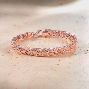 Ross-Simons 14kt Rose Gold Flat Byzantine Bracelet. 7 inches