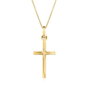 Ross-Simons Italian 18kt Yellow Gold Diamond-Cut Cross Pendant Necklace. 18 inches