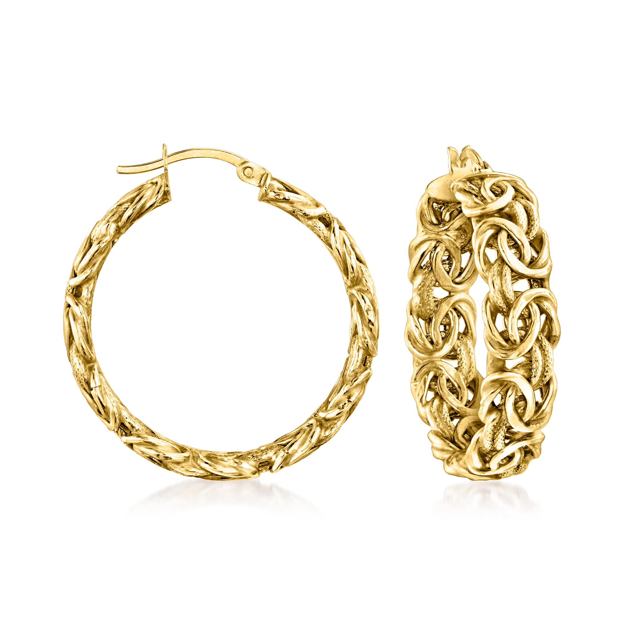 Ross-Simons 14kt Yellow Gold Byzantine Hoop Earrings