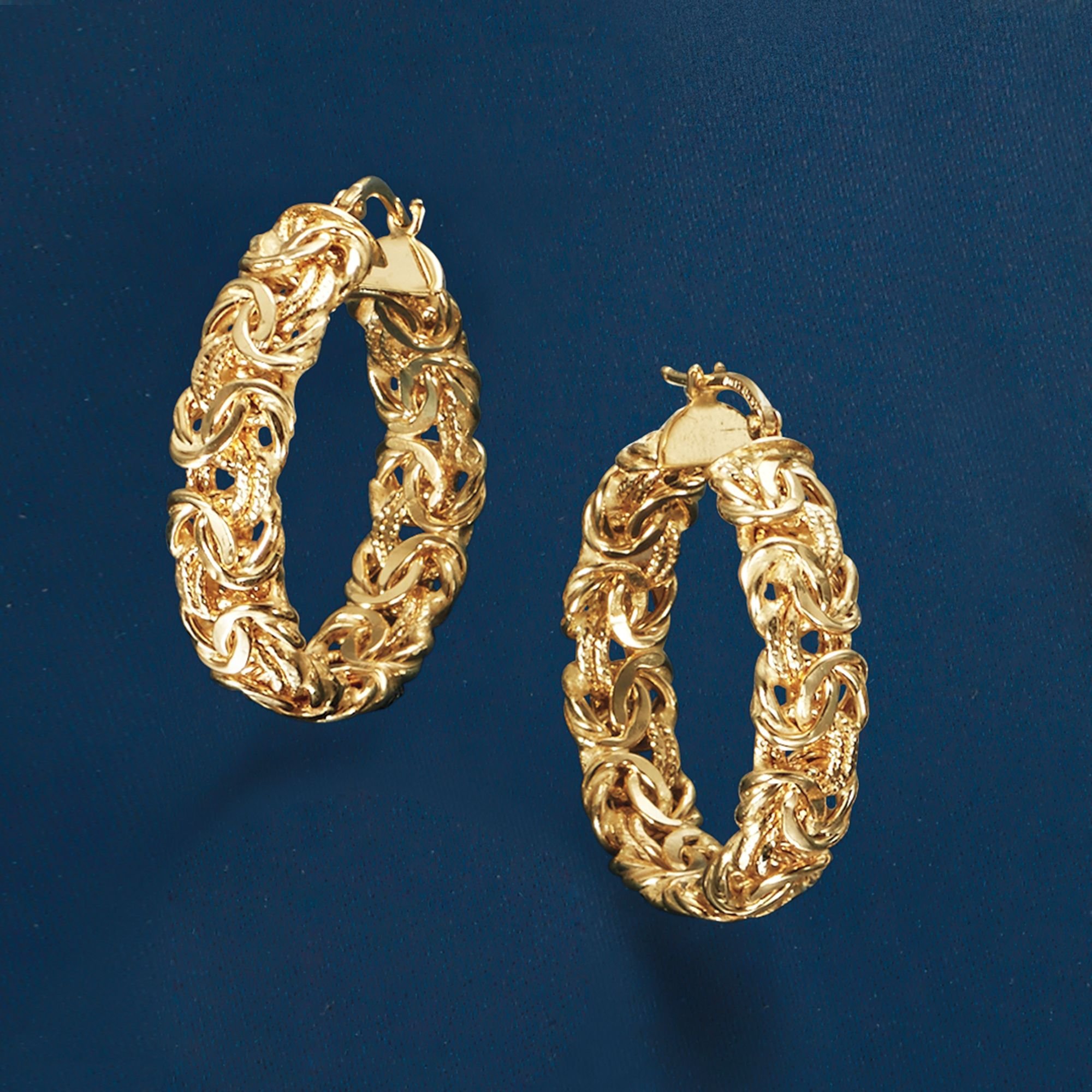 Ross-Simons 14kt Yellow Gold Byzantine Hoop Earrings