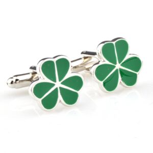 MRCUFF Clover Green Irish Ireland Shamrock Pair Cufflinks in a Presentation Gift Box & Polishing Cloth