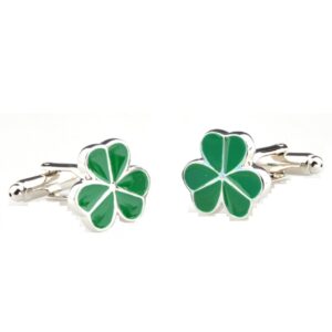 MRCUFF Clover Green Irish Ireland Shamrock Pair Cufflinks in a Presentation Gift Box & Polishing Cloth