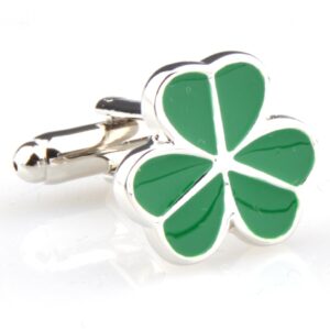 MRCUFF Clover Green Irish Ireland Shamrock Pair Cufflinks in a Presentation Gift Box & Polishing Cloth