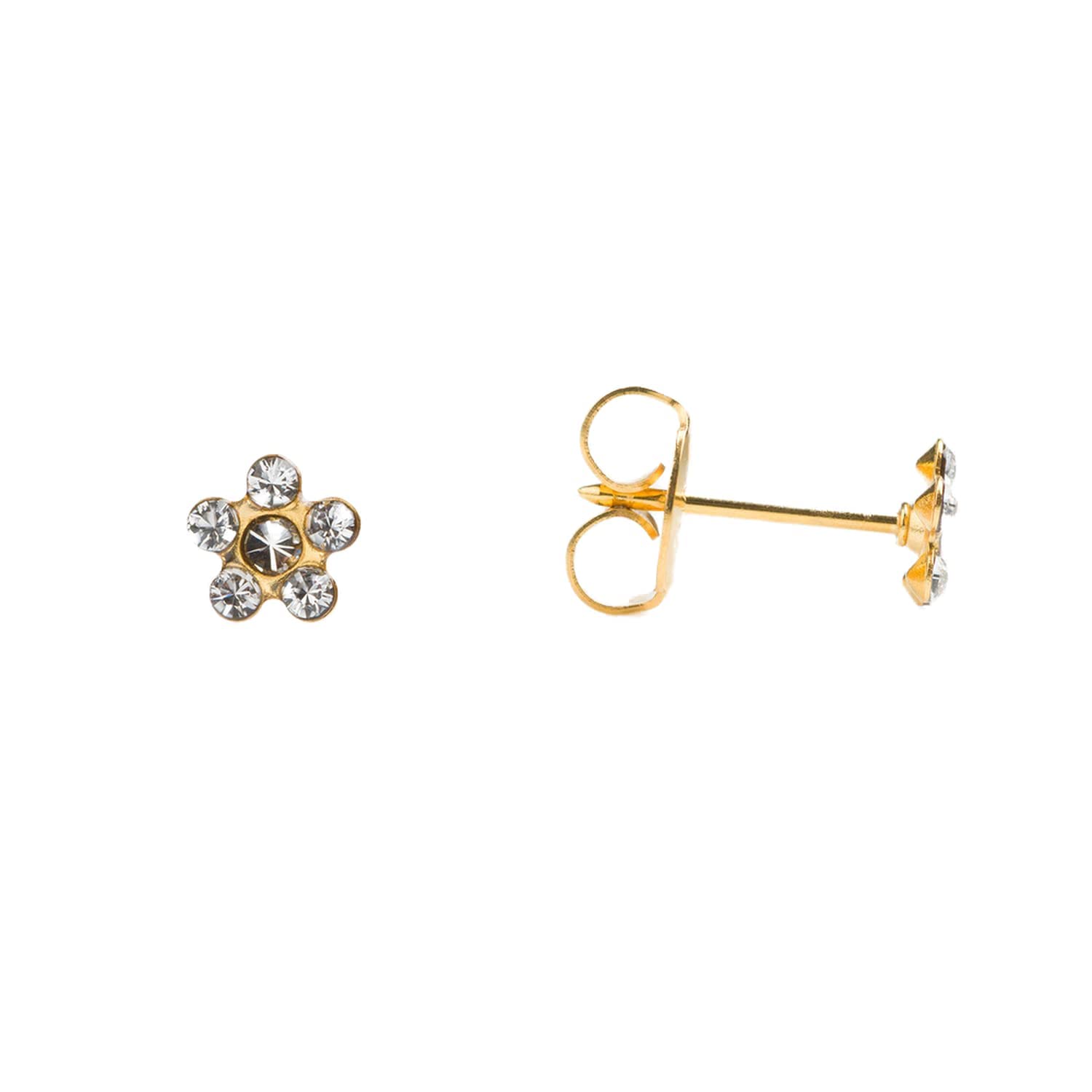 STUDEX Crystal Daisy Stud Earrings | Hypoallergenic and Nickel Safe for Sensitive Ears | Gold Plated Posts | High Fashion Earrings for Women and Men-PR-6004-S