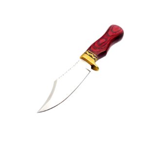 beautiful 8.9'' stainless steel with brass bloster hunting knife with mahroon dollar sheet wood h-33