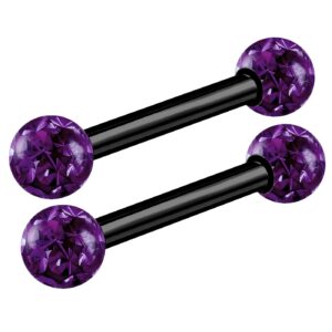 bodyjewellery 2pcs 16g piercing barbell stud black titanium bar cartilage helix forward anti tragus vertical lobe ferido balls b2jci