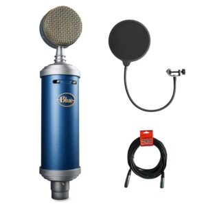 blue bluebird sl large-diaphragm condenser studio microphone with kellopy pop filter & xlr cable bundle