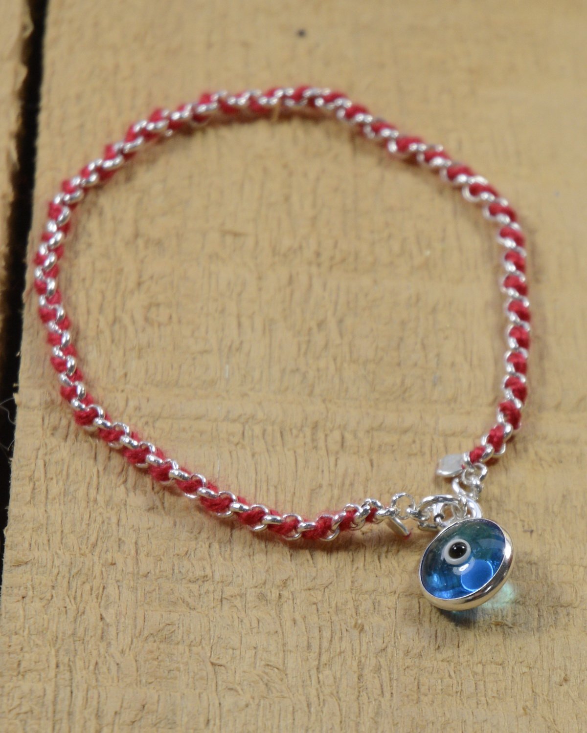 Protection Evil Eye Bracelet - Lucky Blue Evil Eye Charm - 7 Inch Women's Sterling Silver Jewelry - Best Kabbalah Red String Bracelets for Women