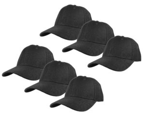 gelante plain blank baseball caps adjustable back strap wholesale lot 6 pack - 001-black-6pcs