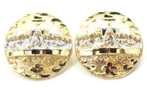 new 10k yellow gold 20 mm diameter round last supper stud earrings 6400