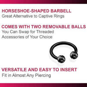 bodyjewellery 2pcs 16g Circular Barbell Jewelry Black Titanium G23 Tragus Cartilage Eyebrow Helix Snake Nose Septum Bite Lip Ear B2JCB