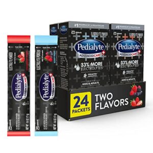 Pedialyte AdvancedCare Plus Electrolyte Powder Packs with 33% more electrolytes and PreActiv Prebiotics, Strawberry Freeze & Berry Frost, 24 Count