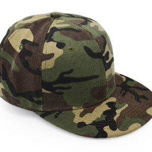 UltraKey Flat Brim Cap, Army Military Camo Baseball Cap Camouflage Hip Hop Flat Bill Plain Snapback Hats Green