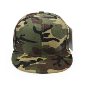 UltraKey Flat Brim Cap, Army Military Camo Baseball Cap Camouflage Hip Hop Flat Bill Plain Snapback Hats Green