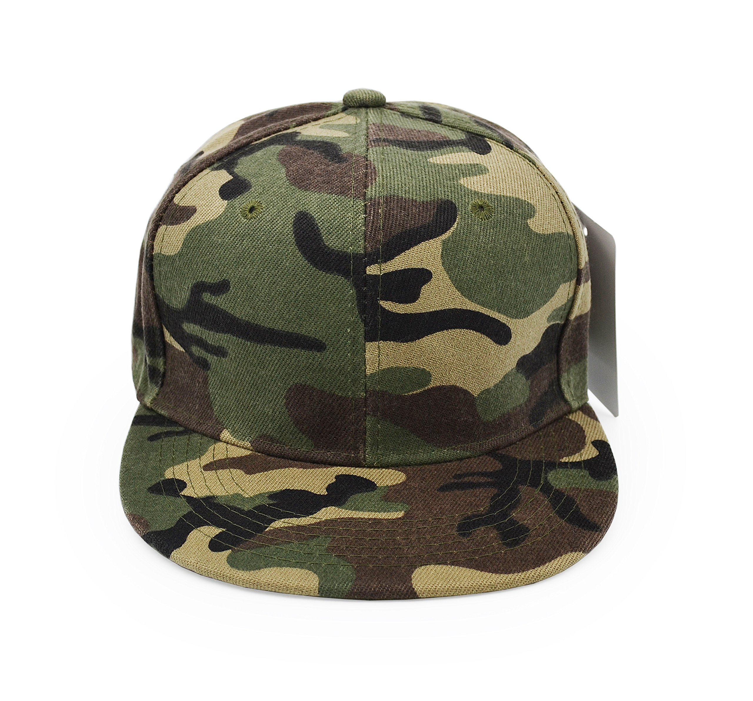 UltraKey Flat Brim Cap, Army Military Camo Baseball Cap Camouflage Hip Hop Flat Bill Plain Snapback Hats Green