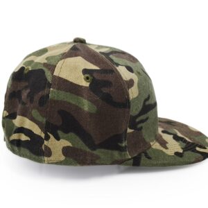 UltraKey Flat Brim Cap, Army Military Camo Baseball Cap Camouflage Hip Hop Flat Bill Plain Snapback Hats Green