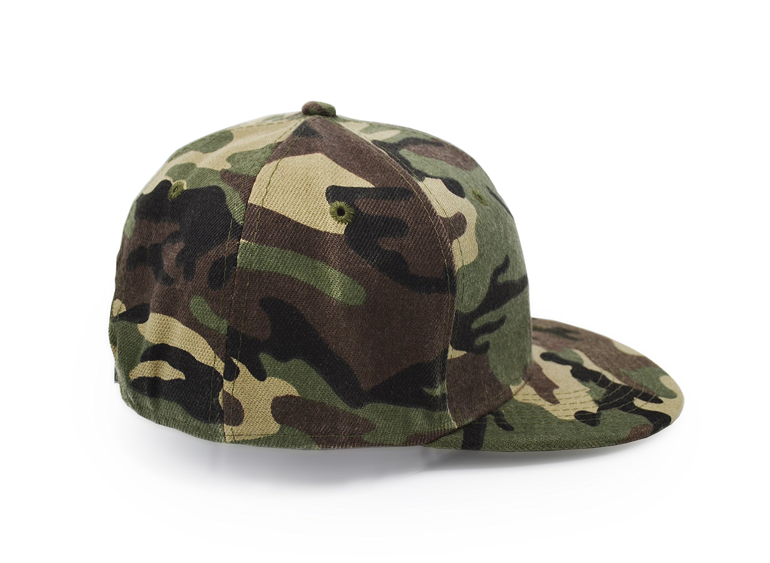 UltraKey Flat Brim Cap, Army Military Camo Baseball Cap Camouflage Hip Hop Flat Bill Plain Snapback Hats Green