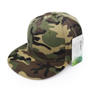 UltraKey Flat Brim Cap, Army Military Camo Baseball Cap Camouflage Hip Hop Flat Bill Plain Snapback Hats Green