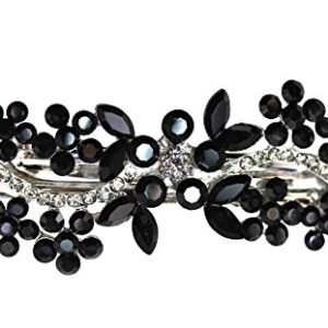 Faship Gorgeous Black Crystal Flower hair Barrette