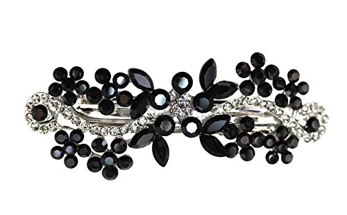 Faship Gorgeous Black Crystal Flower hair Barrette