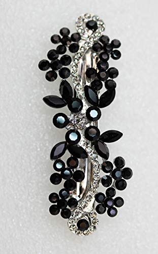 Faship Gorgeous Black Crystal Flower hair Barrette