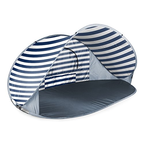 ONIVA - a Picnic Time brand - Manta Portable Beach Tent - Pop Up Tent - Beach Sun Shelter Pop Up, (Navy Blue & White Stripe)