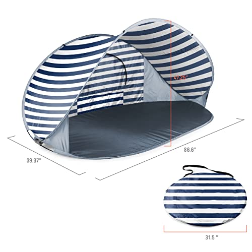 ONIVA - a Picnic Time brand - Manta Portable Beach Tent - Pop Up Tent - Beach Sun Shelter Pop Up, (Navy Blue & White Stripe)