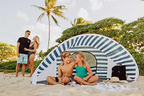 ONIVA - a Picnic Time brand - Manta Portable Beach Tent - Pop Up Tent - Beach Sun Shelter Pop Up, (Navy Blue & White Stripe)