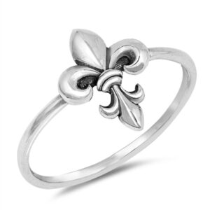 closeoutwarehouse 925 sterling silver oxidized fleur de lis plain band ring size 9