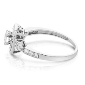 Vir Jewels 3/4 cttw Diamond Halo 4-Prong Wedding Engagement Ring Cushion 14K White Gold Size 6.5