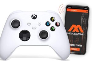 moddedzone custom modded wireless controller for xbox one s/x and pc - with unique smart mods - best for first person shooter games - handcrafted by experts in usa with unique design (white)