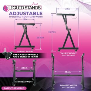 Liquid Stands Keyboard Stand w/ Wheels - Black Z Style Adjustable & Portable Professional Heavy Duty Digital Piano Stand - Fits 54-88 Key Electric Pianos - Sturdy Rolling Musical Keyboard Stand