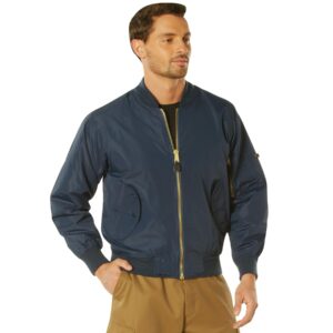 Rothco Lightweight MA-1 Flight Jacket - Iconic Bomber Style Jacket Comfortable Coat (US, Alpha, X-Small, Regular, Regular, Navy Blue)