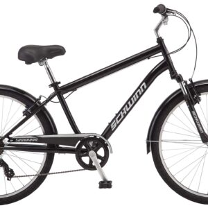 Schwinn Suburban Adult Classic Comfort Bike, Mens and Womens, 26-Inch Wheels, 7 Speed Drivetrain, 17-Inch Steel Frame, Alloy Linear Hand Brakes, Black