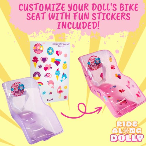 The Original Doll Bicycle Seat & Helmet Pack (Pink)-Bike Attachment Accessory for All 18"-22" Dolls & Stuffed Animals-Decorate Yourself Decals! Kids Gift, Fits Most Bikes Compatible with American Girl