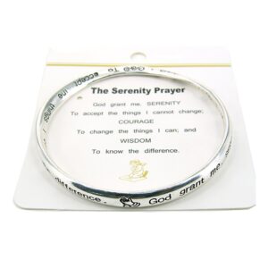 emulily serenity prayer silver tone twist bangle recovery bracelet