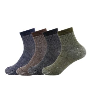 caudblor men's merino wool hiking socks-thermal warm crew winter ankle socks for trekking,cycling,multi performance,4 pack