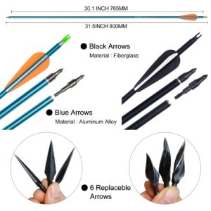 D&Q Bow and Arrow for Adults Takedown Recurve Bows Hunting Bow Archery Set Adult Longbows Kit 56" 30-50lb Right Hand Bow Aluminum Alloy Riser for Beginner and Professional Hunting Shooting（Black,50lb